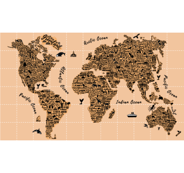 Store enrouleur carte du monde monuments emblématiques - TenStickers