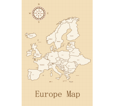 Store enrouleur carte du monde europe sur fond beige - TenStickers