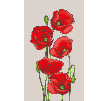 Stores avec fleurs Coquelicots dessinés à longues tiges - TenStickers