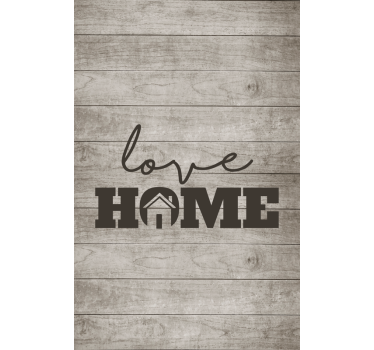 Stores avec phrase Aime la maison sur une planche de bois grise - TenStickers