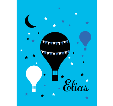 Stores Prénom Ballons noirs et bleus avec étoiles et lune - TenStickers