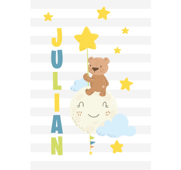 Store enrouleur chambre enfant ours tenant une étoile - TenStickers
