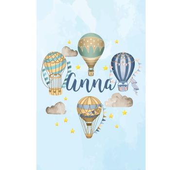 Store enrouleur personnalisé montgolfières avec nom - TenStickers
