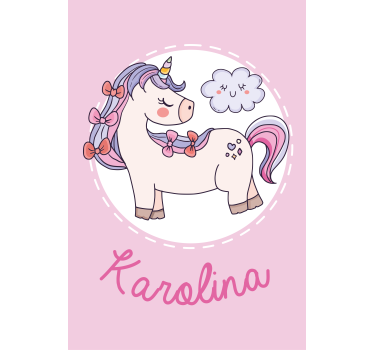 Stores personalisés Licorne rose avec nom - TenStickers
