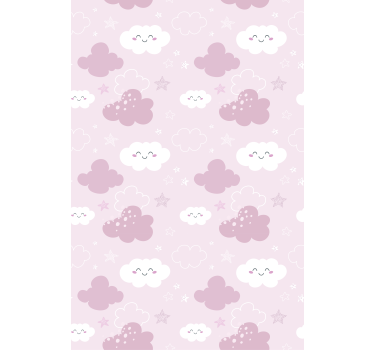 Store nuage Fond rose avec blanc heureux - TenStickers