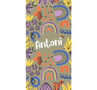 Store enrouleur chambre enfant arcs-en-ciel géométriques nom - TenStickers