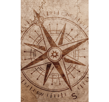 Store enrouleur carte du monde design boussole vintage - TenStickers