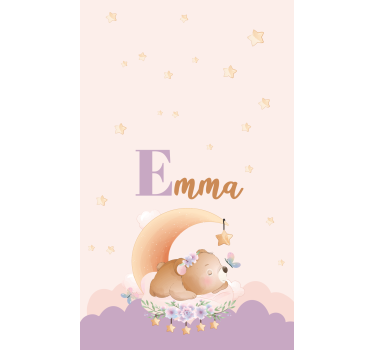 Store enrouleur chambre enfant ours endormi avec nom - TenStickers