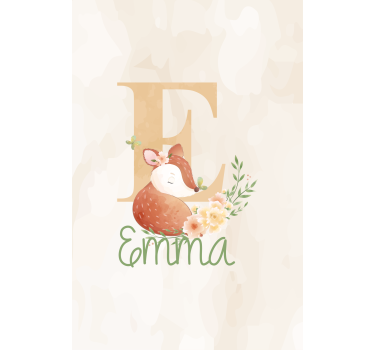 Store enrouleur chambre enfant renard avec initiale et nom - TenStickers