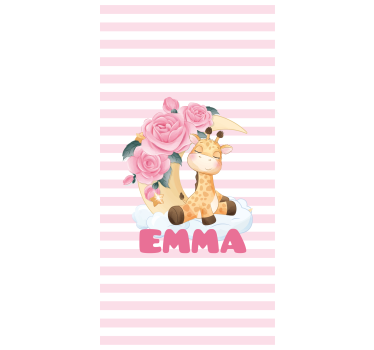 Store enrouleur personnalisé girafe avec des roses - TenStickers