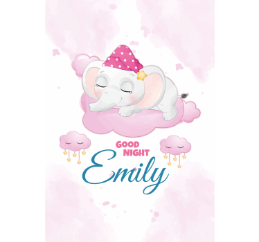 Store enrouleur chambre enfant éléphant endormi avec nom - TenStickers
