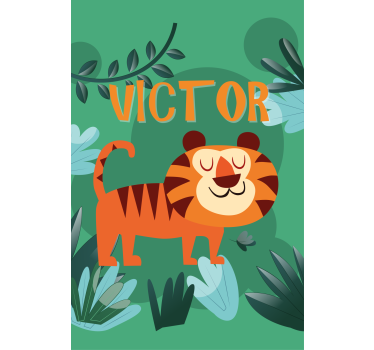Store enrouleur chambre enfant tigre heureux avec nom - TenStickers