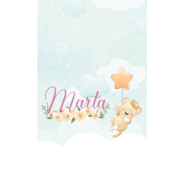 Store enrouleur chambre bébé lion avec étoile et nom - TenStickers