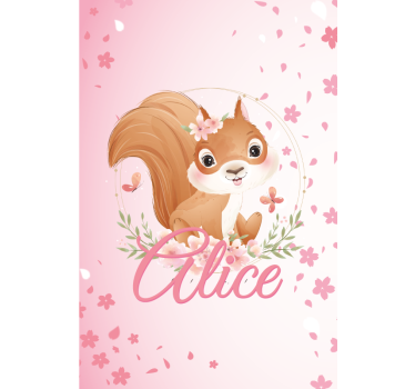 Store enrouleur chambre enfant écureuil avec nom - TenStickers