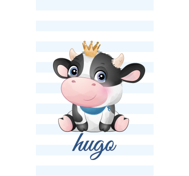 Store enrouleur chambre enfant vache couronnée avec nom - TenStickers