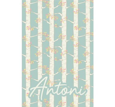 Store enrouleur arbre bouleaux avec nom - TenStickers