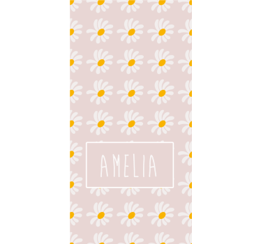 Store enrouleur chambre enfant marguerite florale avec nom - TenStickers