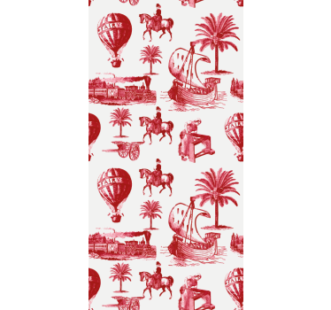 Store enrouleur vintage scènes de palmiers rouges - TenStickers