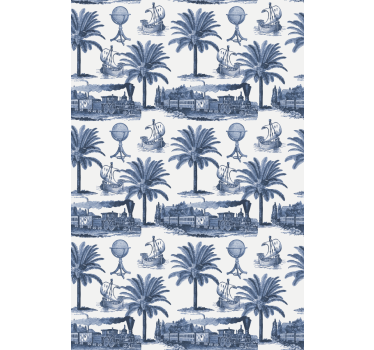 Store enrouleur vintage scène de palmier bleu - TenStickers