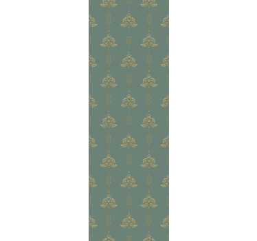 Store Motif Art Nouveau bleu canard avec fleurs dorées - TenStickers