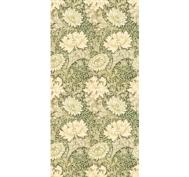 Store Art Nouveau chrysanthèmes vert et beige - TenStickers