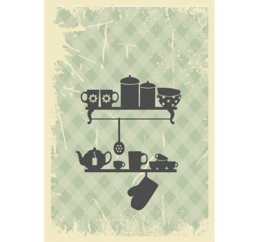 Store enrouleur cuisine motif étagères - TenStickers