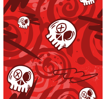 Store rouge chambre ado graffiti avec crânes - TenStickers
