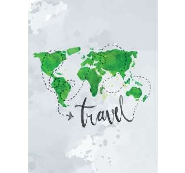 Store carte du monde voyage aquarelle - TenStickers