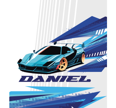 Store enrouleur personnalisé voiture de course bleue - TenStickers