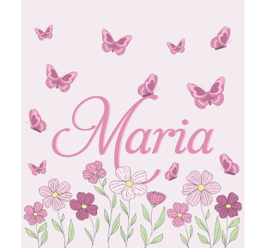 Store enrouleur fleur et papillons roses personnalisé - TenStickers
