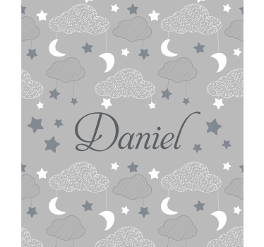 Store enrouleur personnalisé nuages étoilés gris - TenStickers