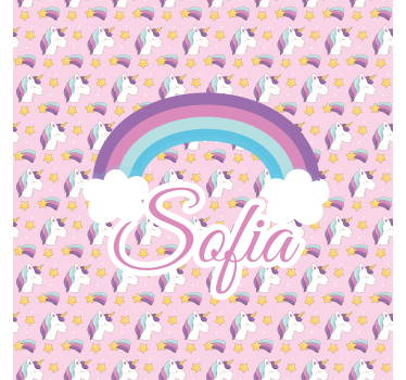 Store enrouleur licorne et arc-en-ciel rose personnalisé - TenStickers