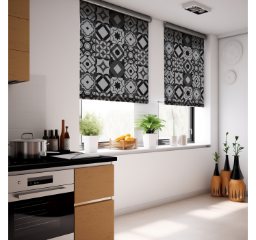 Store cuisine effet carrelage carreaux noirs - TenStickers