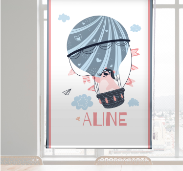 Store enrouleur chambre enfant montgolfière avec ours et nom - TenStickers