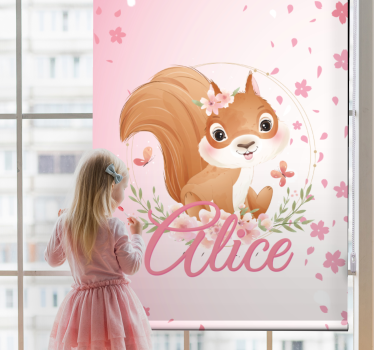Store enrouleur chambre enfant écureuil avec nom - TenStickers