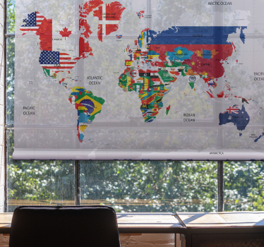 Store enrouleur carte du monde détail coloré - TenStickers