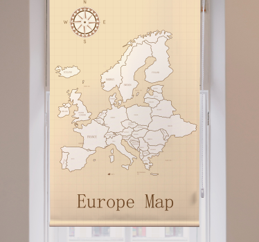 Store enrouleur carte du monde europe sur fond beige - TenStickers