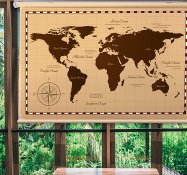 Store enrouleur carte du monde style vintage - TenStickers