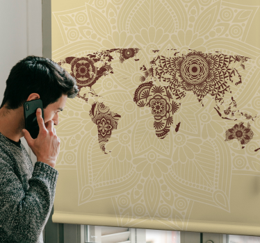 Store enrouleur carte du monde tapisserie mandala - TenStickers