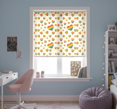 Store enrouleur chambre ado affichage cœurs arc-en-ciel - TenStickers