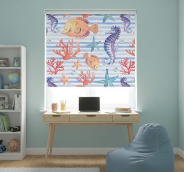 Store enrouleur chambre ado carreaux vie marine - TenStickers
