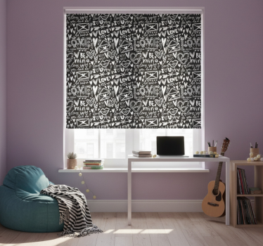 Store enrouleur chambre ado graffiti cœur amoureux - TenStickers