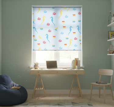 Store enrouleur chambre ado hippocampe et corail - TenStickers