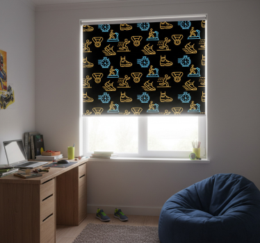 Store enrouleur chambre ado icônes vectorielles néon noires - TenStickers