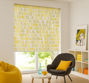 Store enrouleur chambre ado lettres imprimées jaunes - TenStickers