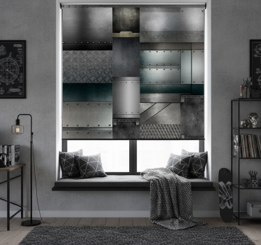 Store enrouleur chambre ado motif blocs noirs métalliques - TenStickers