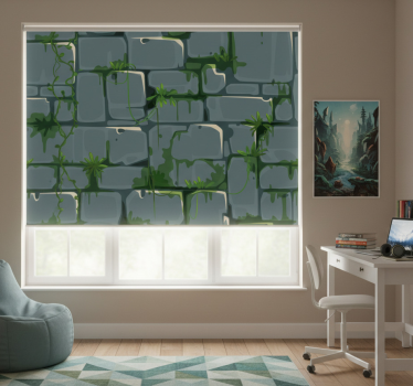 Store enrouleur chambre ado motif brique verte feuillage - TenStickers