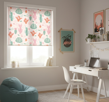 Store enrouleur chambre ado motif cactus rétro coloré - TenStickers