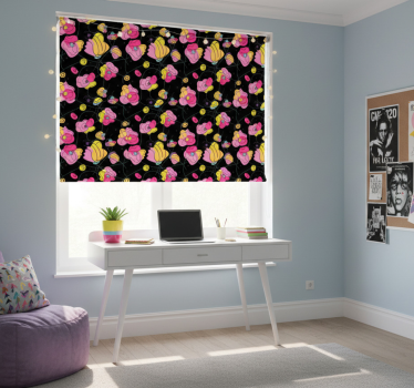 Store enrouleur chambre ado motif fleurs néon - TenStickers