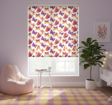 Store enrouleur chambre ado motif papillons rose et jaune - TenStickers